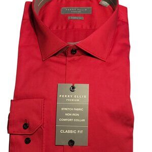 Perry Ellis Shirt 18 34/35 Classic Fit NWT $75 Red